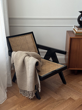 картинка Плед из шерсти бежево-серого цвета из коллекции Essential от магазина Tkano