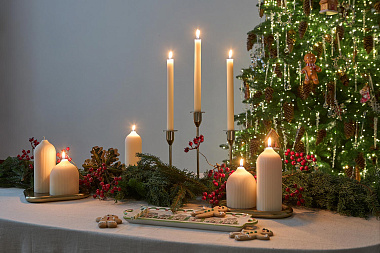 картинка Свеча декоративная молочно-белого цвета из коллекции Edge от магазина Tkano