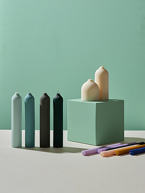 картинка Свеча декоративная цвета шалфея из коллекции Edge, 25,5см от магазина Tkano