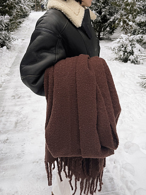 картинка Плед мохеровый шоколадного цвета из коллекции Essential от магазина Tkano