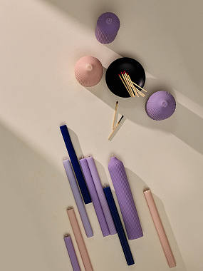 картинка Набор из двух свечей синего цвета из коллекции Edge от магазина Tkano