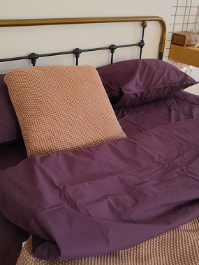 картинка Подушка декоративная из стираного хлопка цвета мокко из коллекции Essential, 45х45 см от магазина Tkano