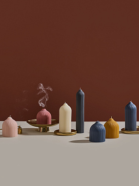 картинка Свеча декоративная синего цвета из коллекции Edge, 10,5 см от магазина Tkano