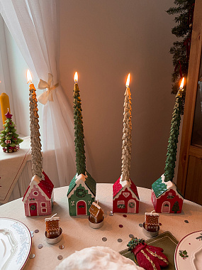 картинка Набор декоративных свечей Gingerbread houses из коллекции New Year Essential, 6 шт. от магазина Tkano