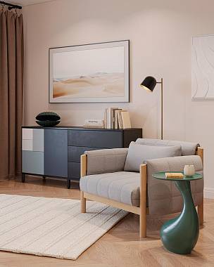 картинка Свеча ароматическая с деревянным фитилём Cypress, Jasmine & Patchouli из коллекции Edge, бежевый от магазина Tkano